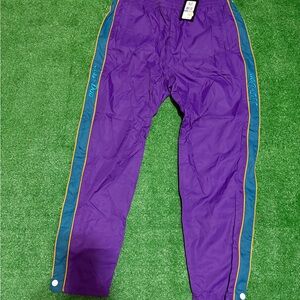 Converse x just don Purple Nylon Track Pants with Teal Stripe
